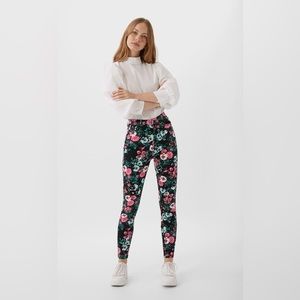 Super high waist floral skinny jeans
